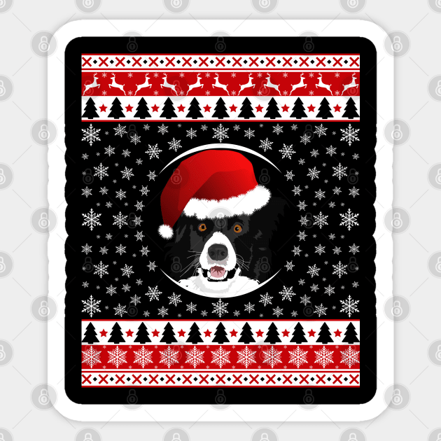 Cute Christmas Border Collie Sticker by Sleazoid